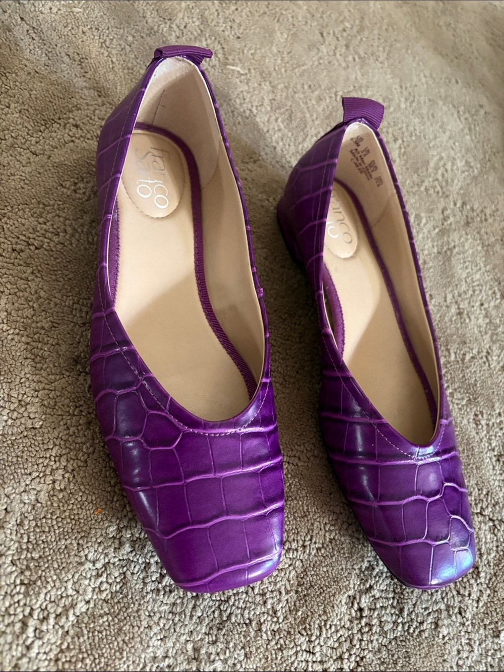 Franco Sarto Ailee Flats Purple Croc Pattern 6 1/2